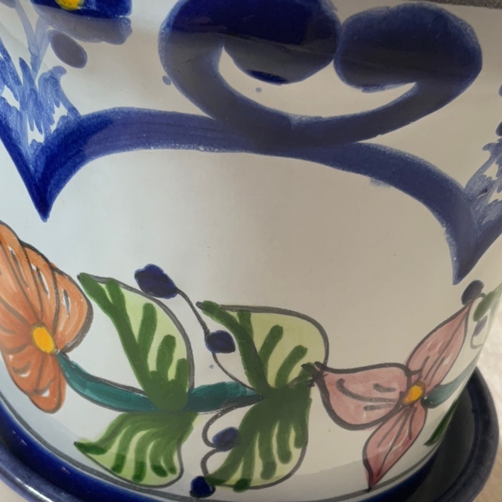 Vintage Talavera Mexican Pottery Planter Hand Painted Folk Art Ceramic Pot 7” - Picture 7 of 11